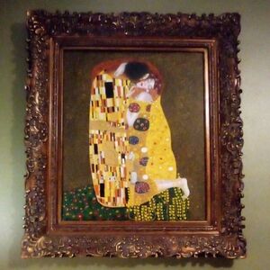 The Kiss Gustav Klimt On Canvas In Ornate Gold Wood Carved Frame